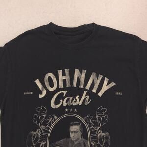 Johnny Cash Band Crew Neck Short Sleeve Graphic Shirt Mens Size Medium M Black
